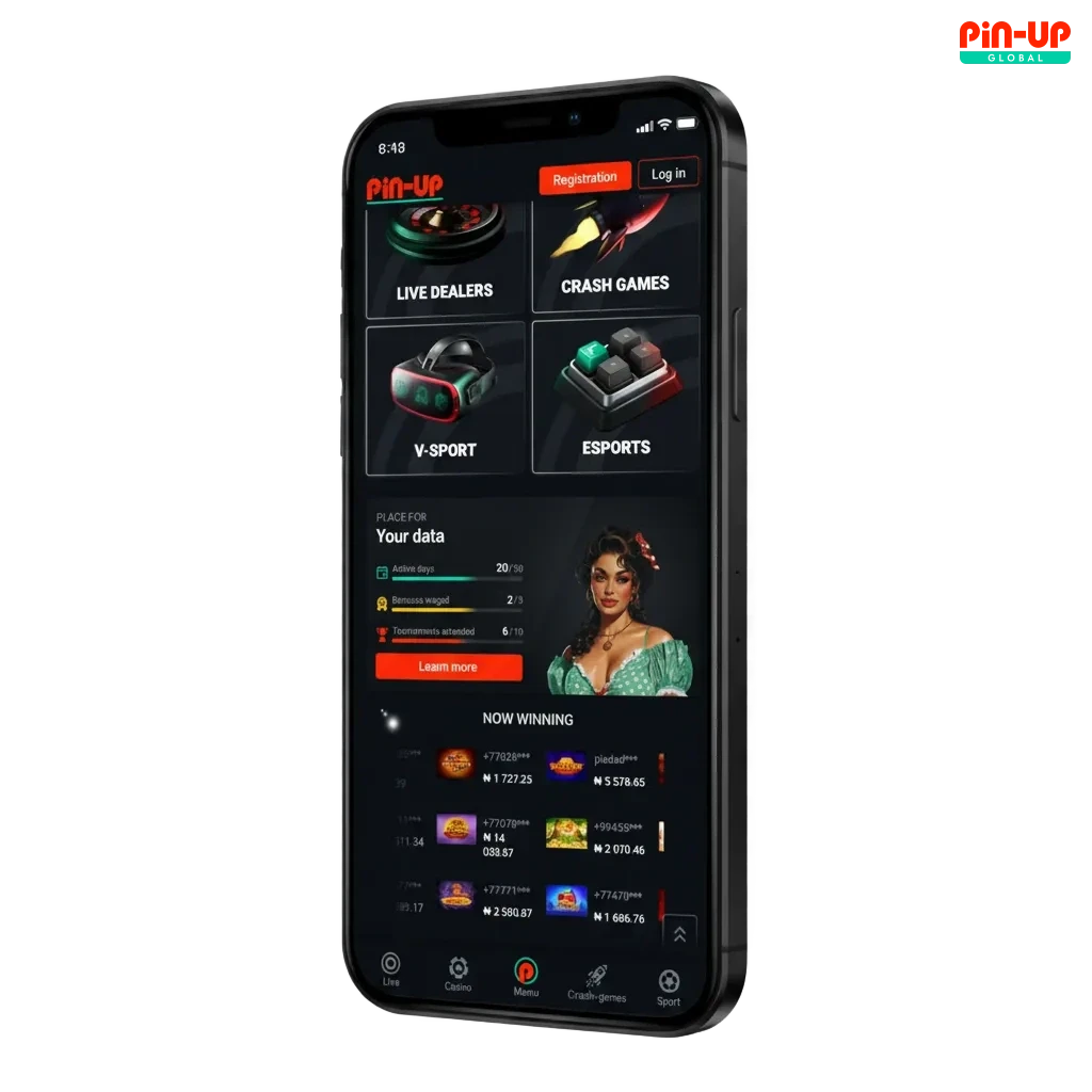 Download Pin-Up app (Android APK & iOS) in Nigeria with betting, casino, and 120% + 250FS welcome bonus.