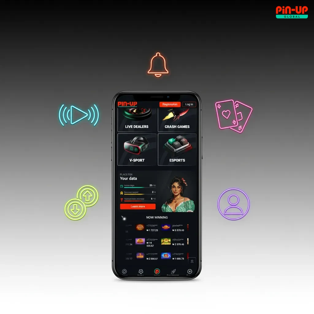 Key features of Pin-Up app: fast PWA install, NGN payments, sportsbook, live betting, slots, early cash out, 24/7 support