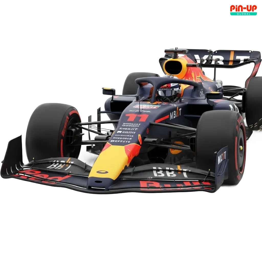Pin-Up Formula 1 betting in Nigeria banner with F1 car, live odds, naira markets, cash out, and welcome bonus.