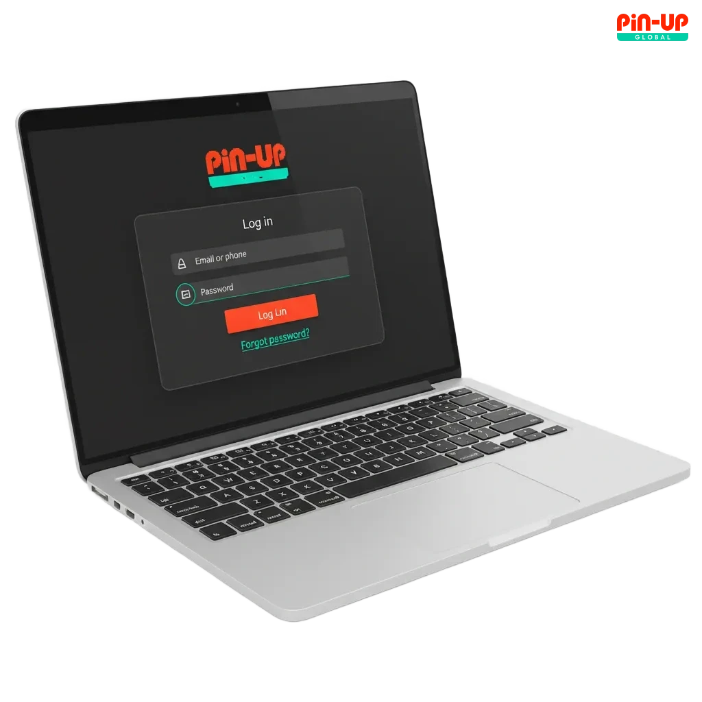 Pin-Up login page for Nigeria users with email/phone and password fields, sign-in button, and desktop/mobile app icons.