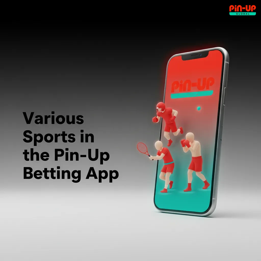 Pin-Up betting app showing football, basketball, tennis, cricket, boxing, MMA, and eSports with live odds and cash-out.
